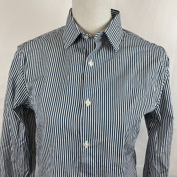 Club Monaco Slim Fit Men's Shirt XS Blue White Stripe Button Front Long Sleeve - Picture 3 of 11